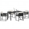 Zestaw do jadalni w ogrodzie 5 pcs Czarny polirattan