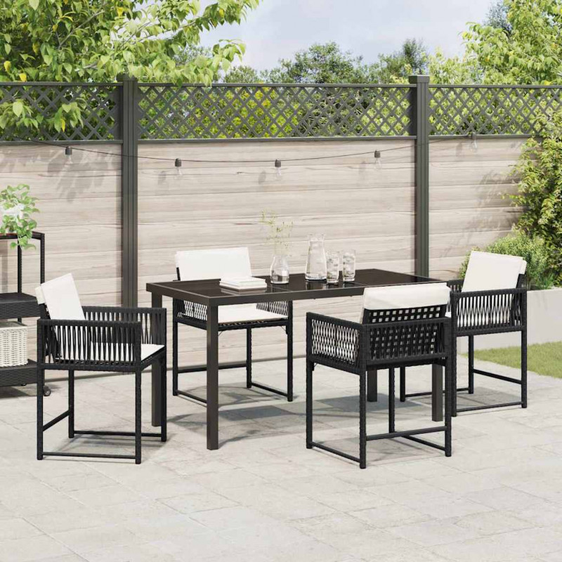 Zestaw do jadalni w ogrodzie 5 pcs Czarny polirattan