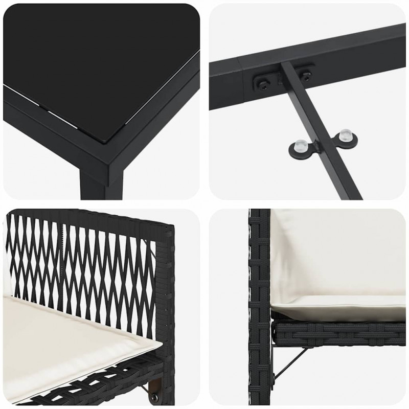 Zestaw do jadalni w ogrodzie 5 pcs Czarny polirattan