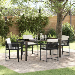 Zestaw do jadalni w ogrodzie 5 pcs Czarny polirattan