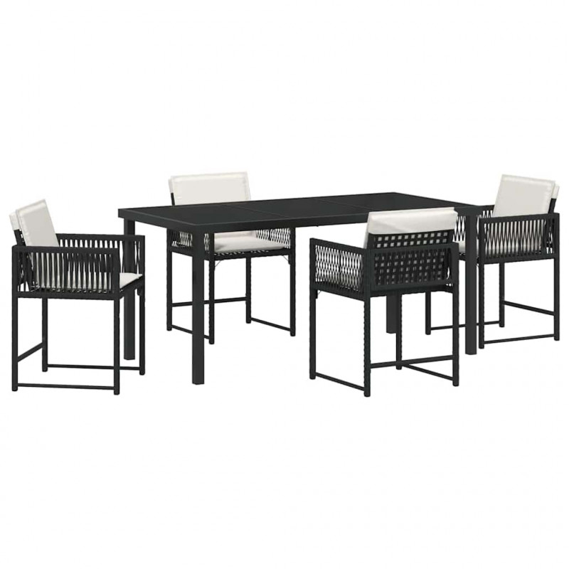Zestaw do jadalni w ogrodzie 5 pcs Czarny polirattan