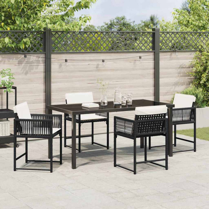 Zestaw do jadalni w ogrodzie 5 pcs Czarny polirattan