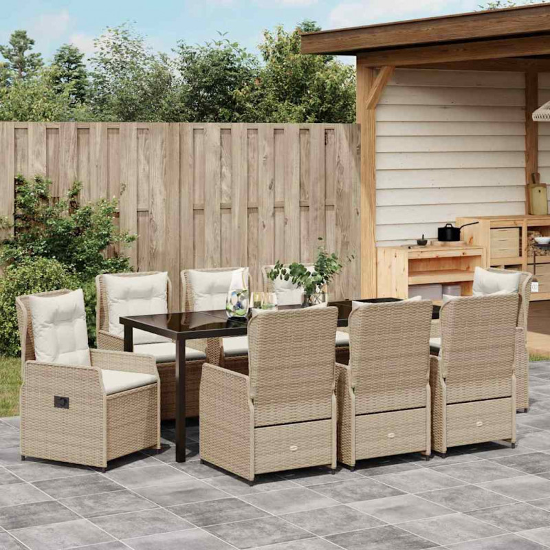 Zestaw do jadalni w ogrodzie 9 pcs Beżowy i jasnoszary