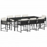 Zestaw do jadalni w ogrodzie 9 pcs Czarny polirattan