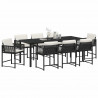 Zestaw do jadalni w ogrodzie 9 pcs Czarny polirattan