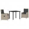 Zestaw do jadalni w ogrodzie 3 pcs Jasnoszary polirattan