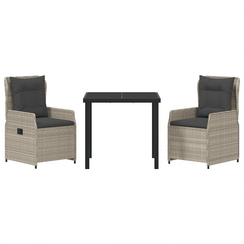 Zestaw do jadalni w ogrodzie 3 pcs Jasnoszary polirattan