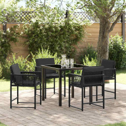 Zestaw do jadalni w ogrodzie 5 pcs Czarny polirattan