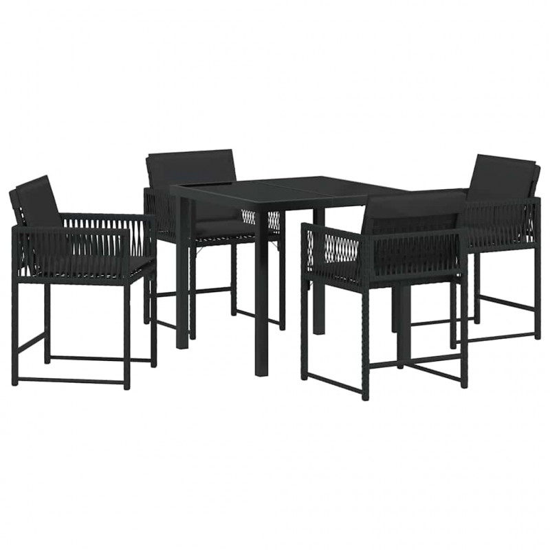 Zestaw do jadalni w ogrodzie 5 pcs Czarny polirattan
