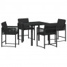 Zestaw do jadalni w ogrodzie 5 pcs Czarny polirattan