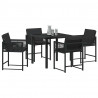 Zestaw do jadalni w ogrodzie 5 pcs Czarny polirattan
