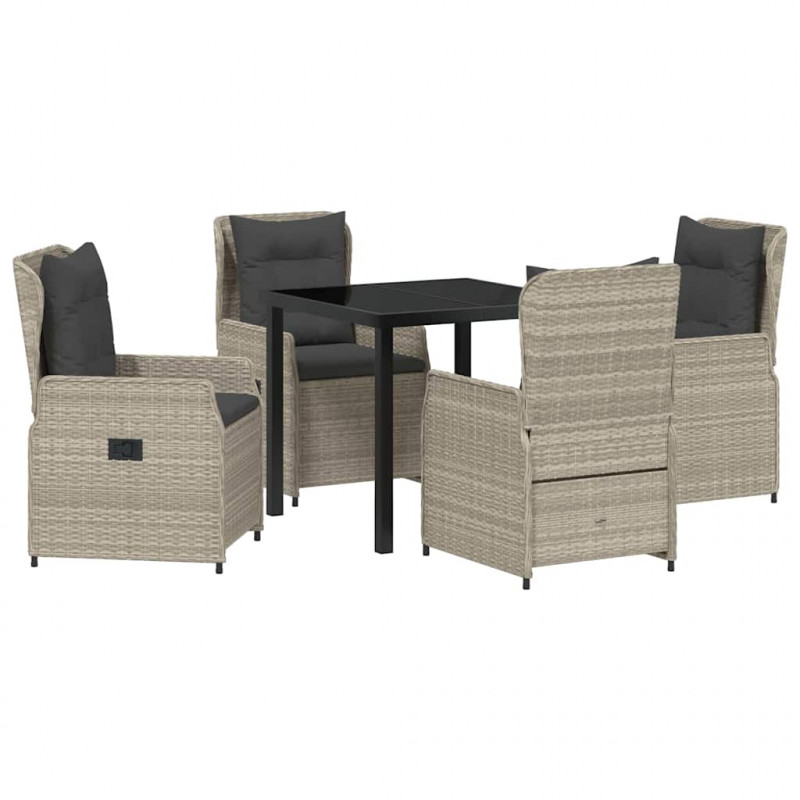Zestaw do jadalni w ogrodzie 5 pcs Jasnoszary polirattan
