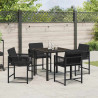 Zestaw do jadalni w ogrodzie 5 pcs Czarny polirattan