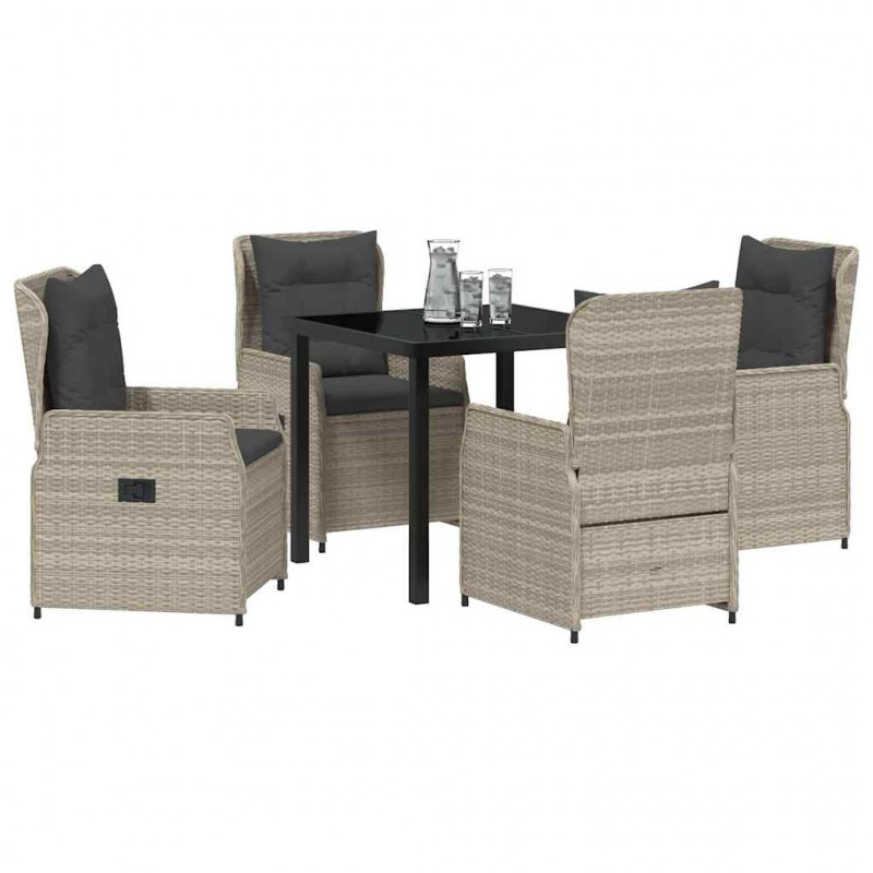 Zestaw do jadalni w ogrodzie 5 pcs Jasnoszary polirattan