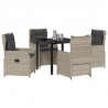 Zestaw do jadalni w ogrodzie 5 pcs Jasnoszary polirattan