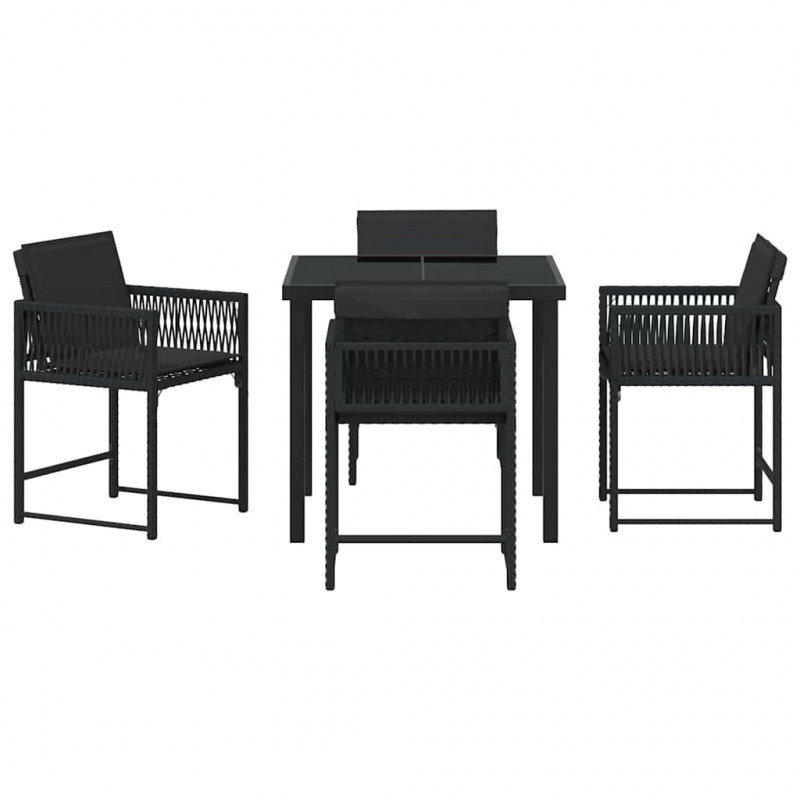 Zestaw do jadalni w ogrodzie 5 pcs Czarny polirattan