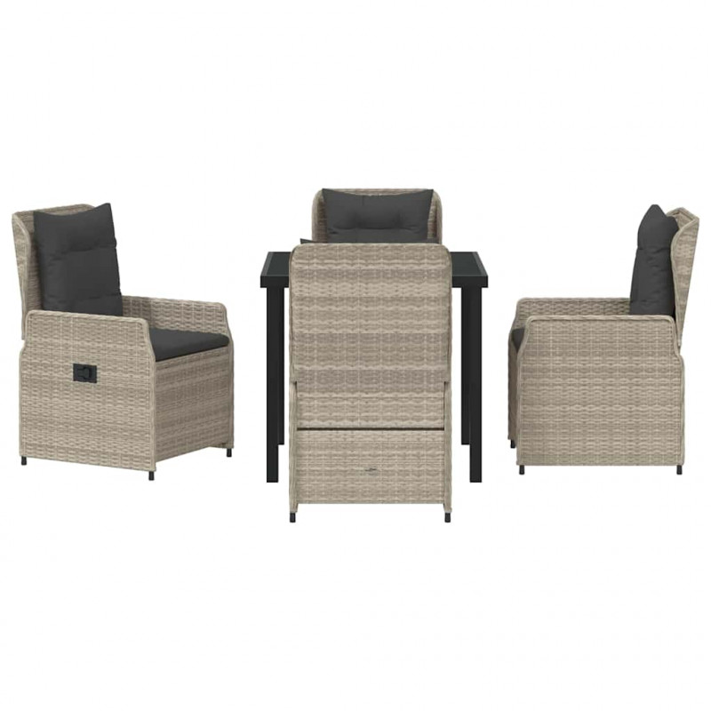 Zestaw do jadalni w ogrodzie 5 pcs Jasnoszary polirattan