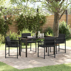 Zestaw do jadalni w ogrodzie 5 pcs Czarny polirattan