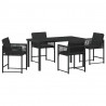 Zestaw do jadalni w ogrodzie 5 pcs Czarny polirattan