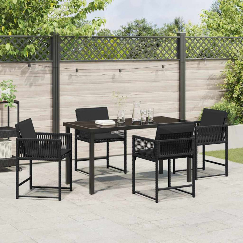 Zestaw do jadalni w ogrodzie 5 pcs Czarny polirattan
