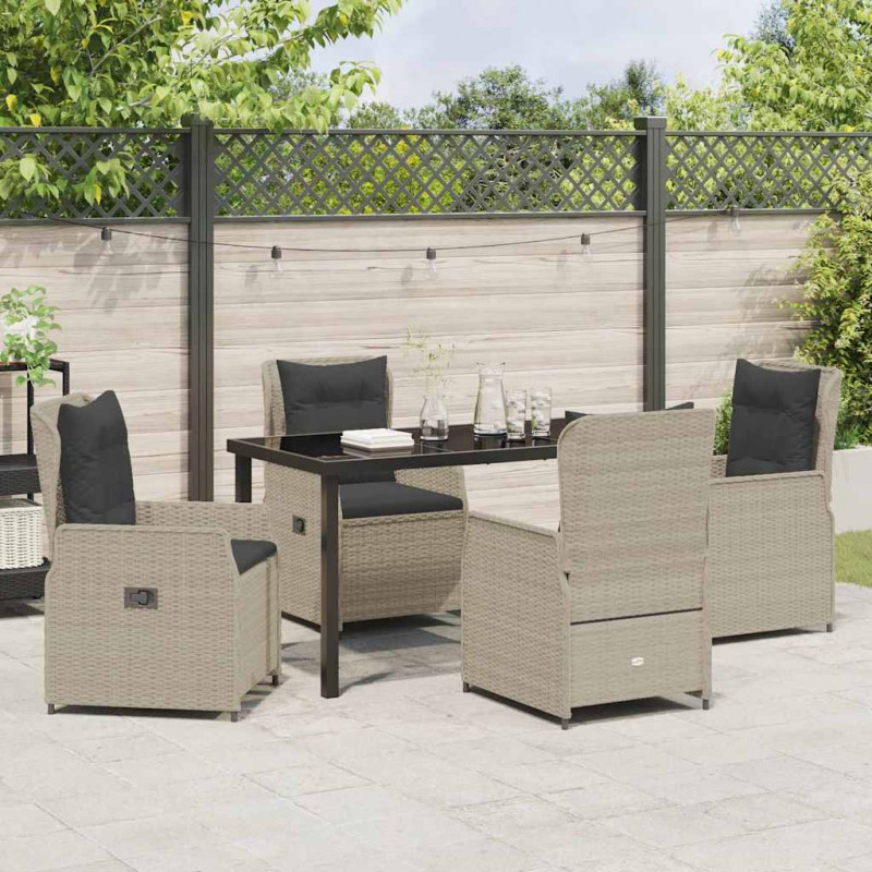 Zestaw do jadalni w ogrodzie 5 pcs Jasnoszary polirattan