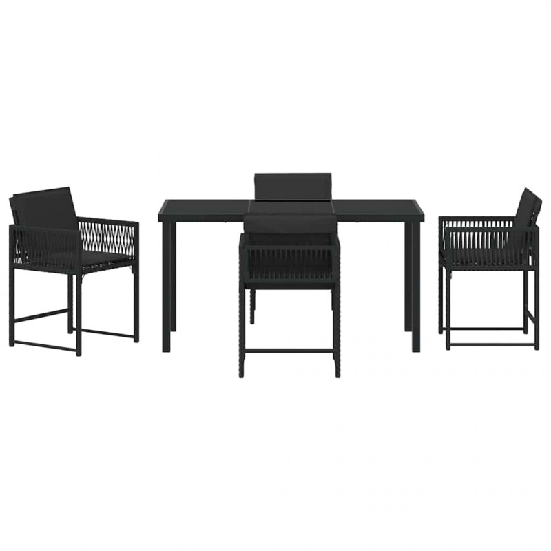 Zestaw do jadalni w ogrodzie 5 pcs Czarny polirattan