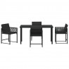 Zestaw do jadalni w ogrodzie 5 pcs Czarny polirattan