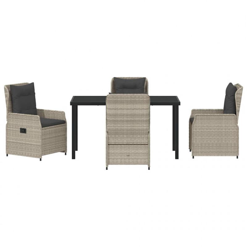 Zestaw do jadalni w ogrodzie 5 pcs Jasnoszary polirattan
