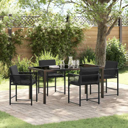 Zestaw do jadalni w ogrodzie 5 pcs Czarny polirattan