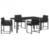 Zestaw do jadalni w ogrodzie 5 pcs Czarny polirattan