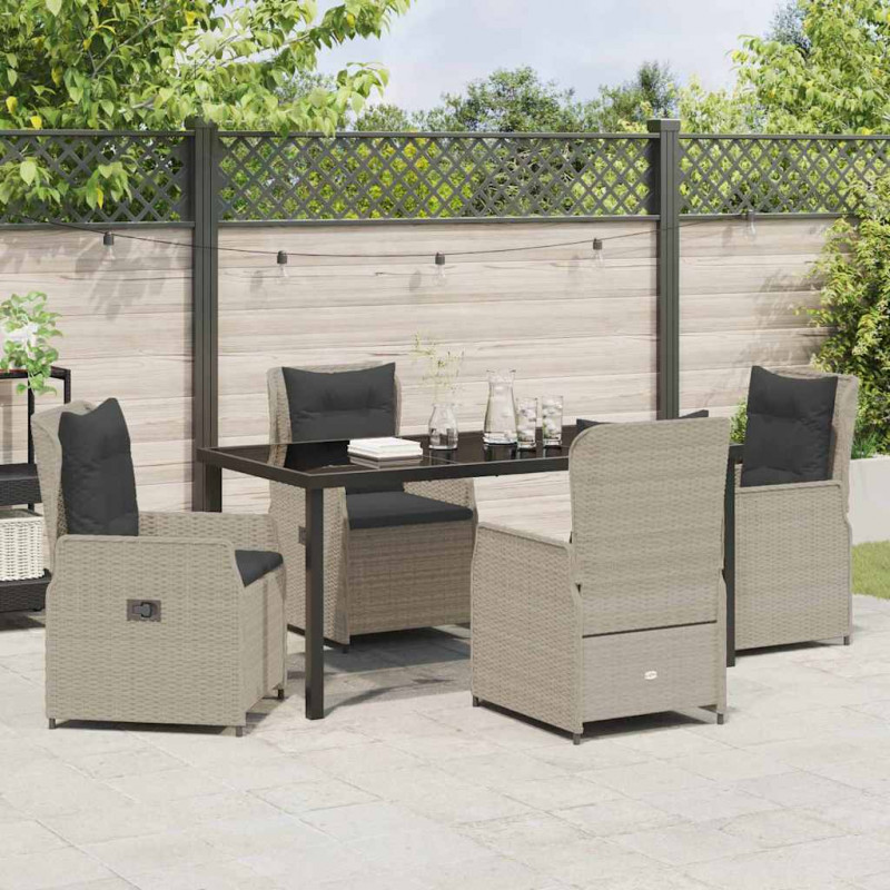 Zestaw do jadalni w ogrodzie 5 pcs Jasnoszary polirattan