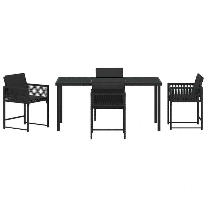 Zestaw do jadalni w ogrodzie 5 pcs Czarny polirattan