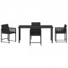Zestaw do jadalni w ogrodzie 5 pcs Czarny polirattan