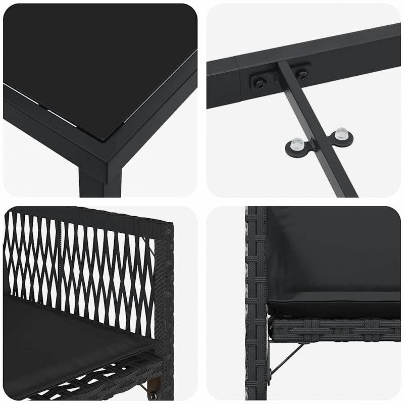 Zestaw do jadalni w ogrodzie 5 pcs Czarny polirattan