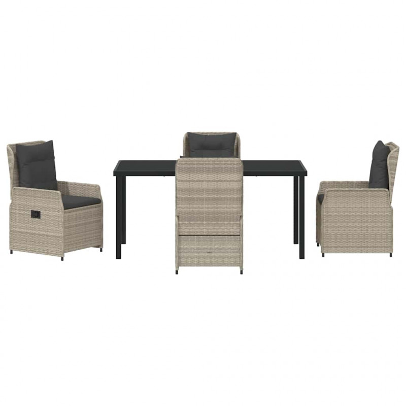 Zestaw do jadalni w ogrodzie 5 pcs Jasnoszary polirattan