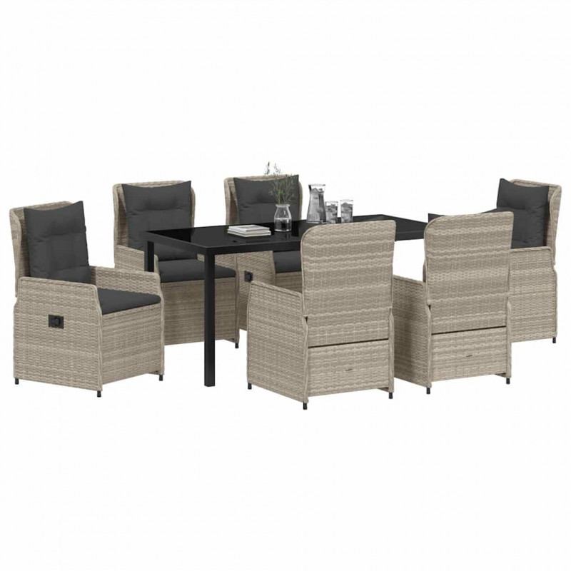Zestaw do jadalni w ogrodzie 7 pcs Jasnoszary polirattan