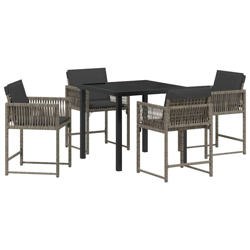 Zestaw do jadalni w ogrodzie 5 pcs Szary polirattan
