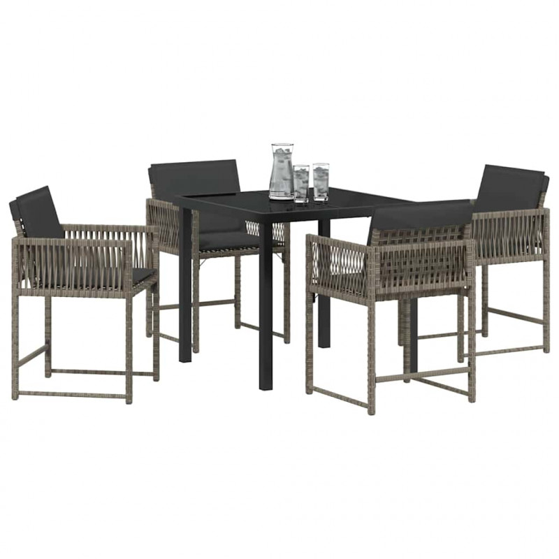 Zestaw do jadalni w ogrodzie 5 pcs Szary polirattan