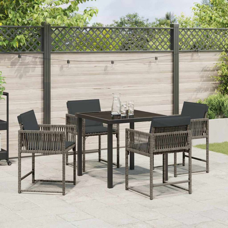 Zestaw do jadalni w ogrodzie 5 pcs Szary polirattan
