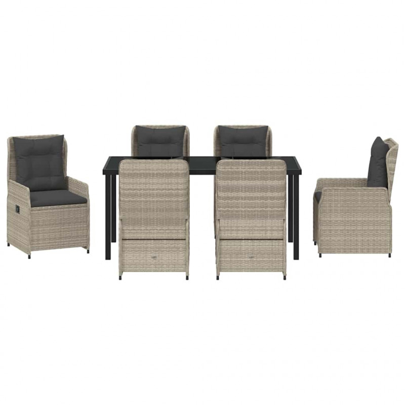Zestaw do jadalni w ogrodzie 7 pcs Jasnoszary polirattan