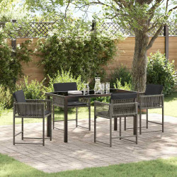 Zestaw do jadalni w ogrodzie 5 pcs Szary polirattan