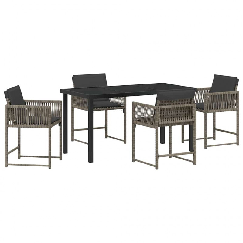 Zestaw do jadalni w ogrodzie 5 pcs Szary polirattan