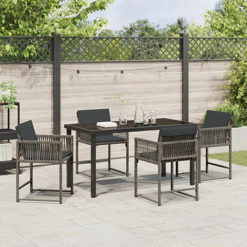 Zestaw do jadalni w ogrodzie 5 pcs Szary polirattan