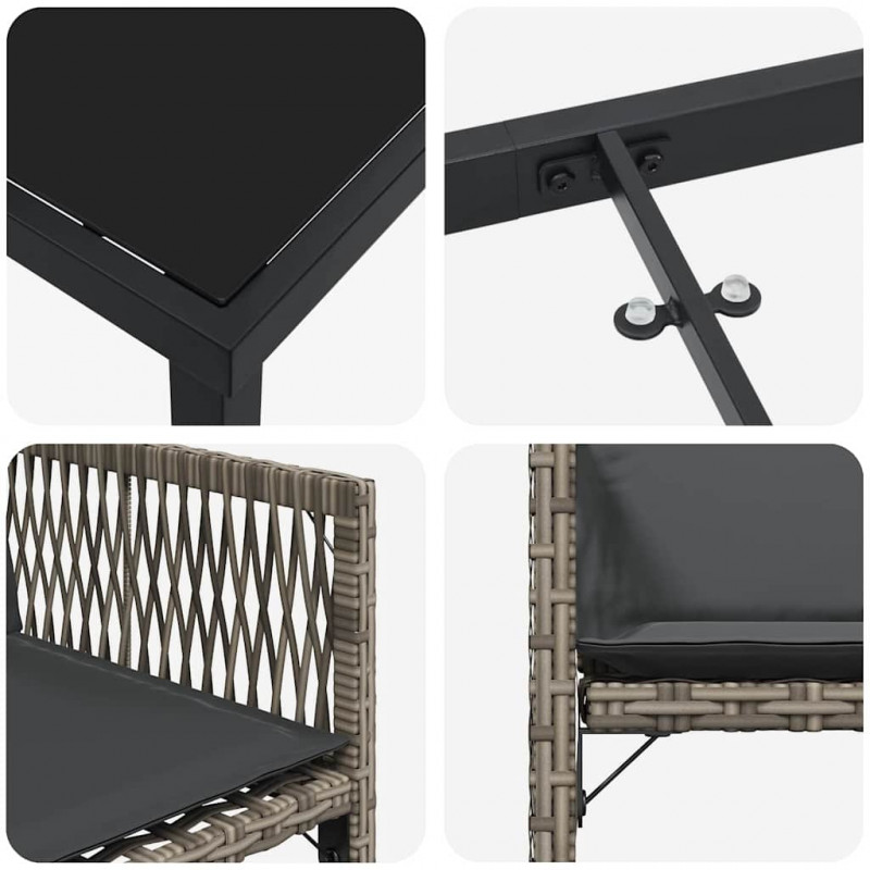 Zestaw do jadalni w ogrodzie 5 pcs Szary polirattan