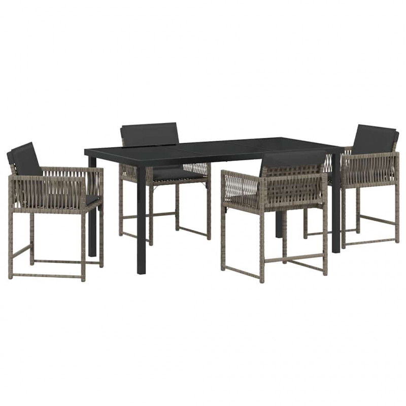 Zestaw do jadalni w ogrodzie 5 pcs Szary polirattan