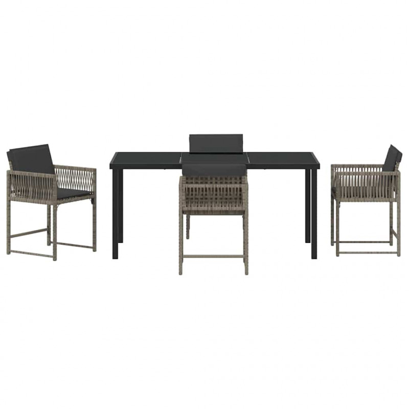 Zestaw do jadalni w ogrodzie 5 pcs Szary polirattan
