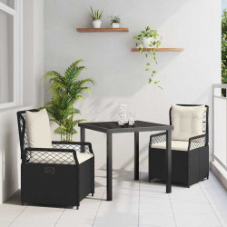 Zestaw do jadalni w ogrodzie 3 pcs Czarny polirattan