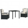 Zestaw do jadalni w ogrodzie 3 pcs Czarny polirattan