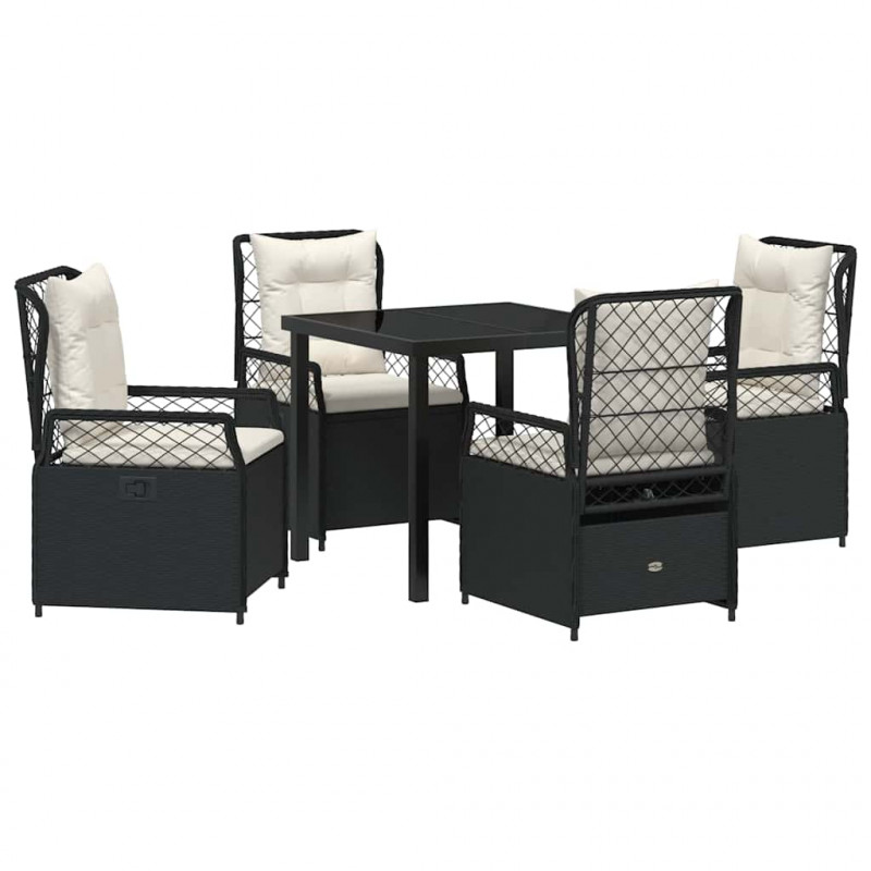 Zestaw do jadalni w ogrodzie 5 pcs Czarny polirattan