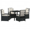 Zestaw do jadalni w ogrodzie 5 pcs Czarny polirattan